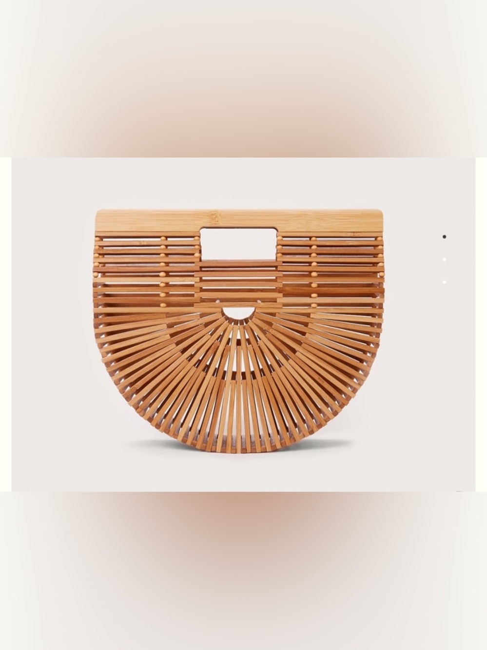 cult gaia Bamboo Slatted Half-Moon Handbag - Tan
